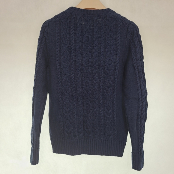 L.L.Bean Double L® Mixed-Cable Sweater Size XS, Navy blue - Picture 2 of 6